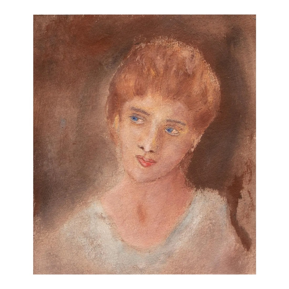 Portrait of a Woman by Unknown Artist, Vintage Watercolor Painting (1 of 4)