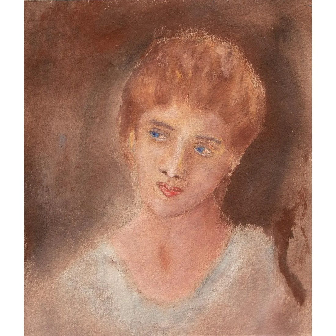 Portrait of a Woman by Unknown Artist, Vintage Watercolor Painting - 4