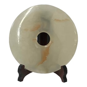 Natural White Brown Onyx Stone Round Fengshui Home Decor Display
