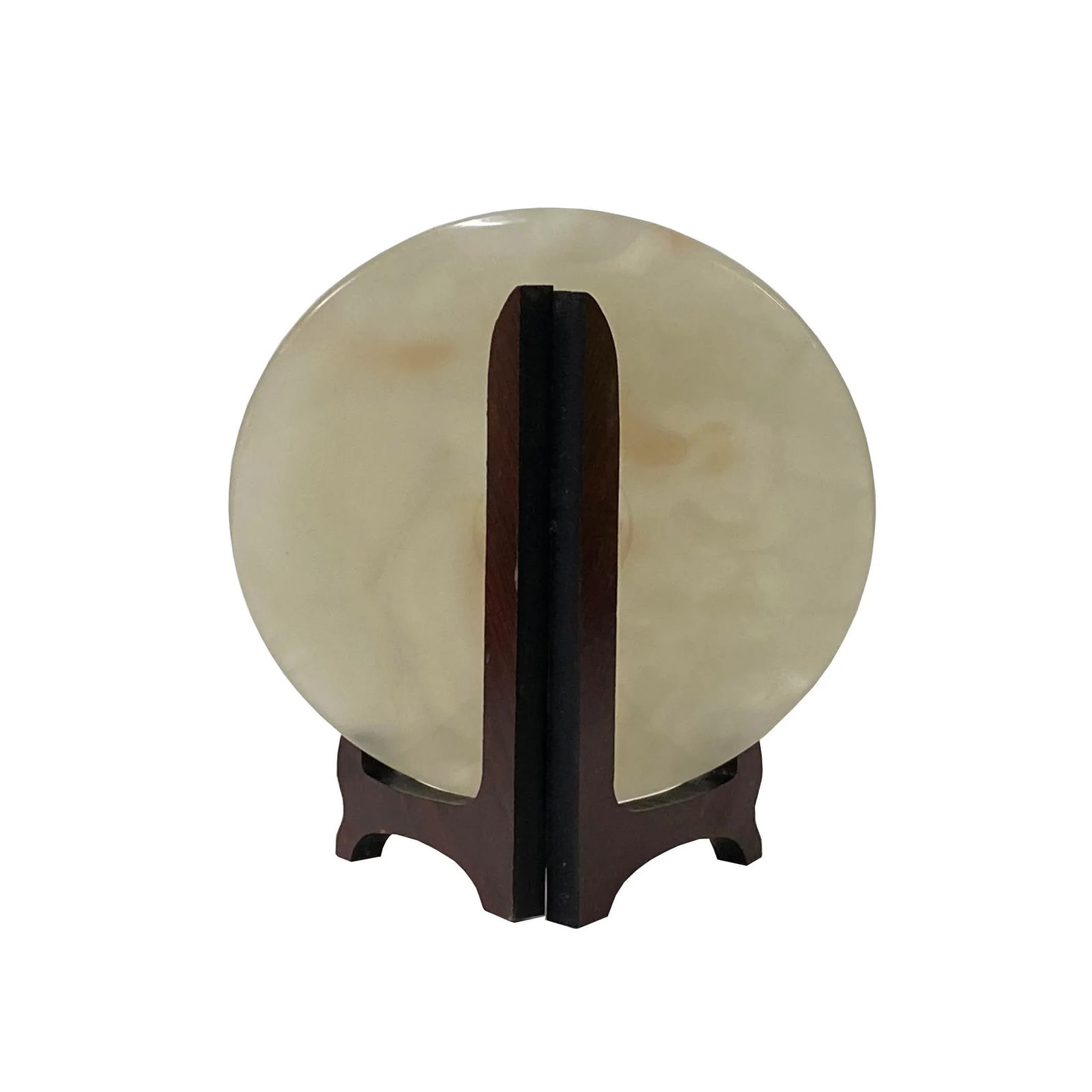Natural White Brown Onyx Stone Round Fengshui Home Decor Display - 4