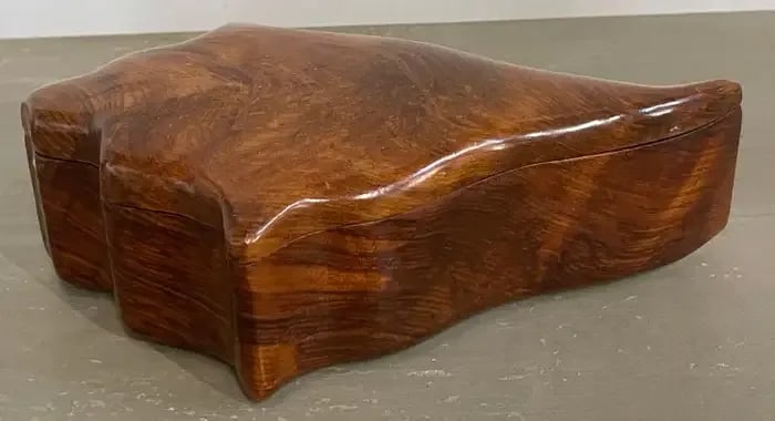 Late 20th Century French Modern Specimen Hardwood Carved Conch Shell Motif Box - 2