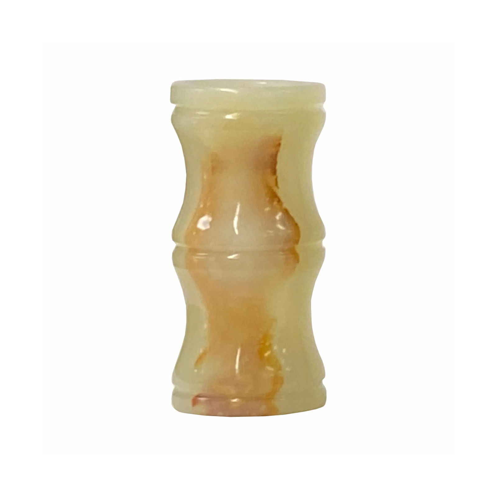 White Brown Onyx Stone Carved Slim Round Shape Display Vase - 5