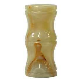 White Brown Onyx Stone Carved Slim Round Shape Display Vase