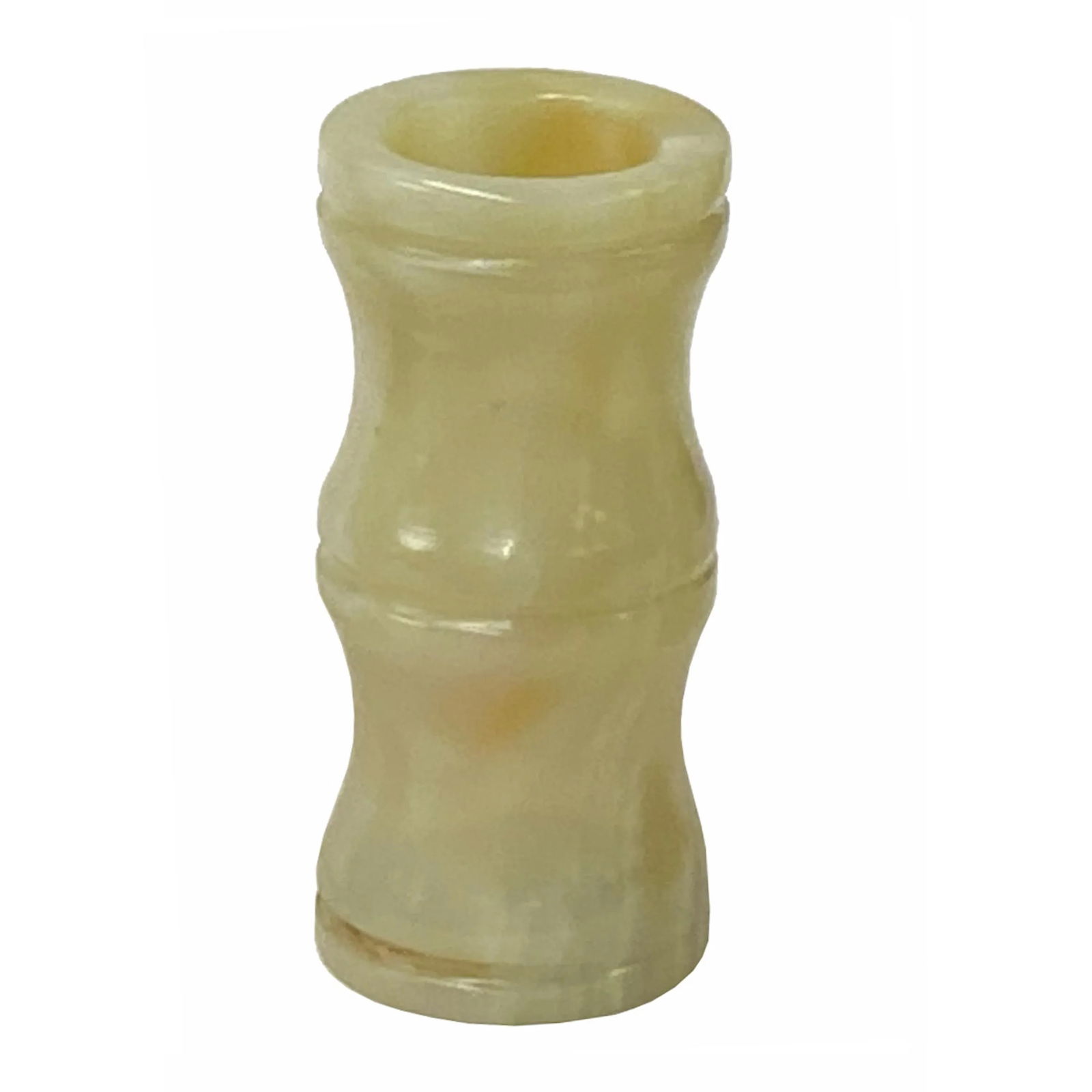 White Brown Onyx Stone Carved Slim Round Shape Display Vase - 2