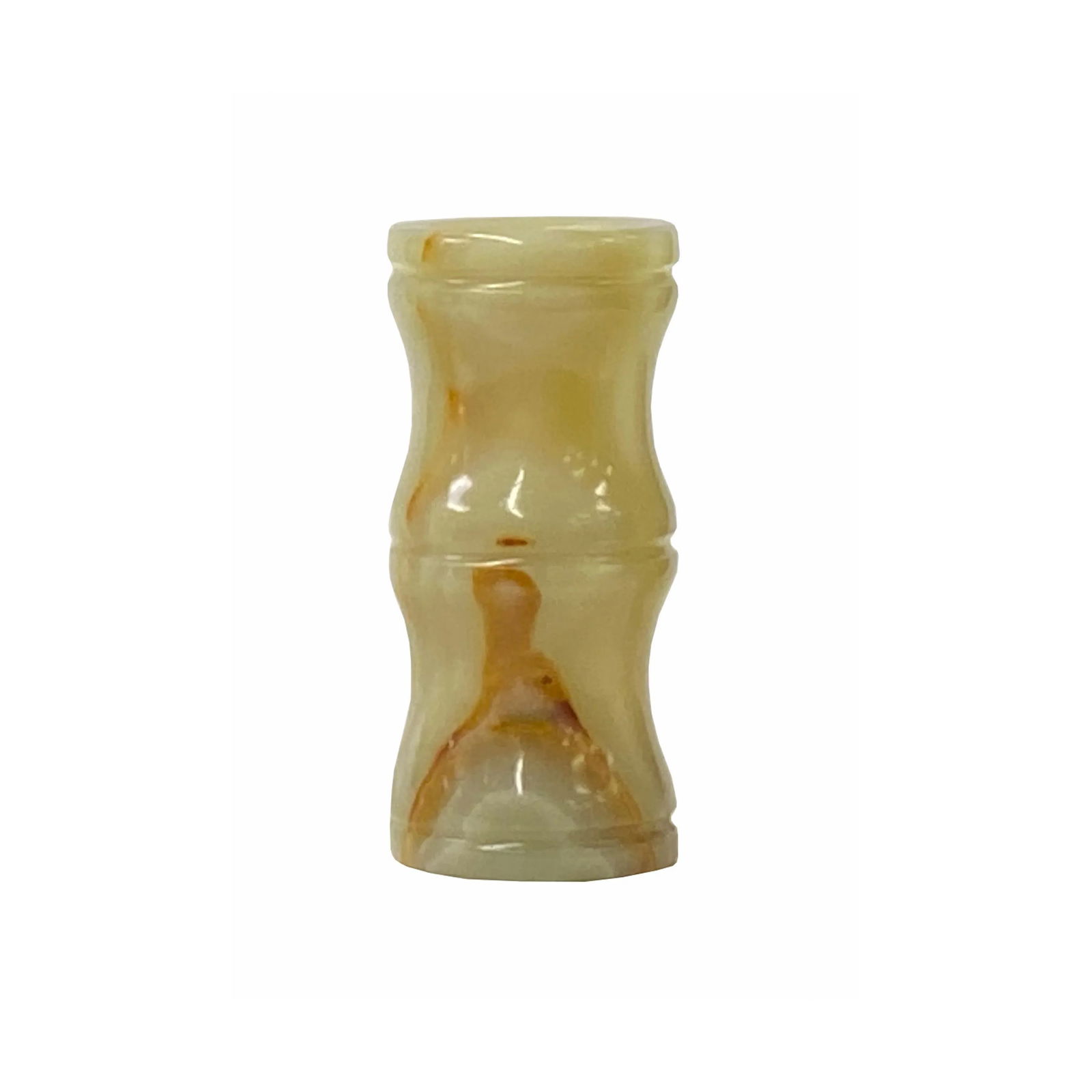 White Brown Onyx Stone Carved Slim Round Shape Display Vase - 5
