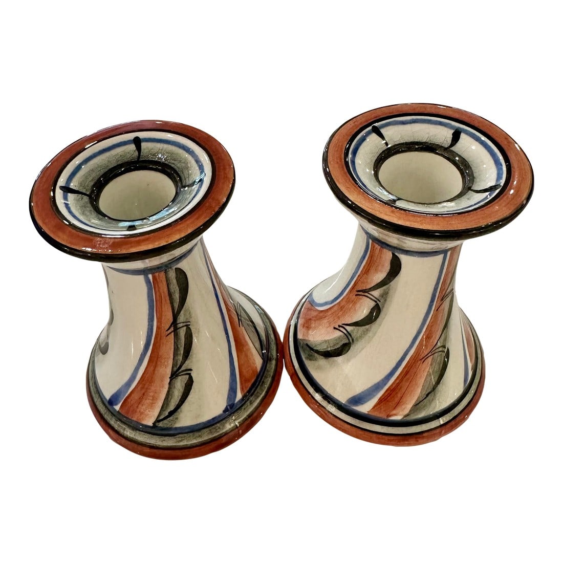 Vintage Ilse Claesson for Rörstrand Art Deco Hand-Painted Candleholders, Signed- a Pair (1 of 10)