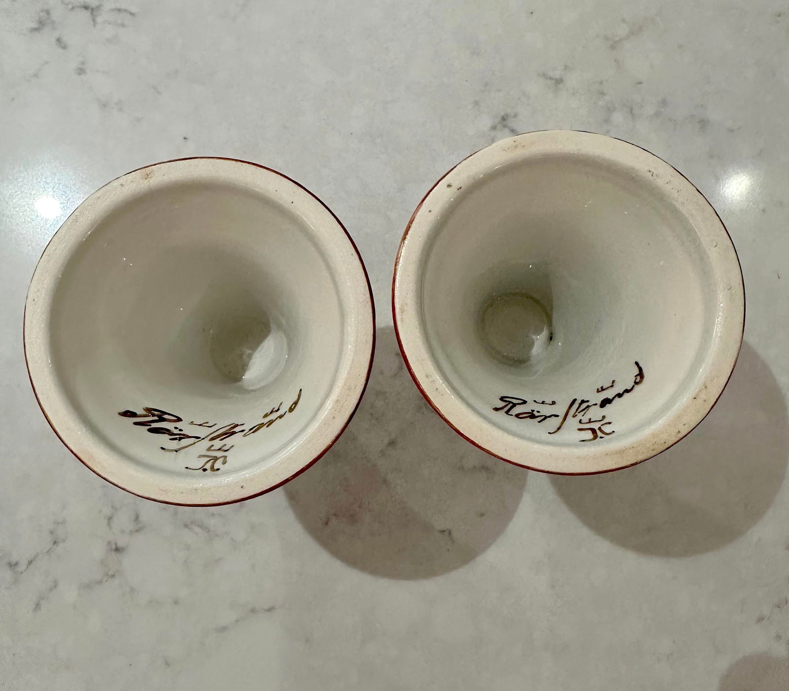 Vintage Ilse Claesson for Rörstrand Art Deco Hand-Painted Candleholders, Signed- a Pair - 2