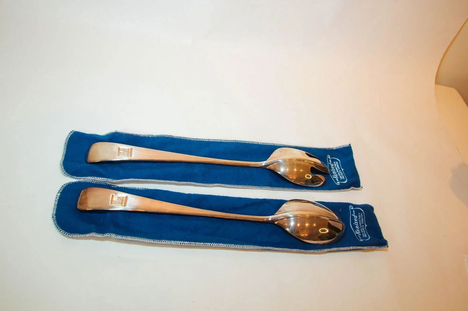 1950s Sg Hall Mark England Large Silver Plate Serving Spoon and Fork Set - 10