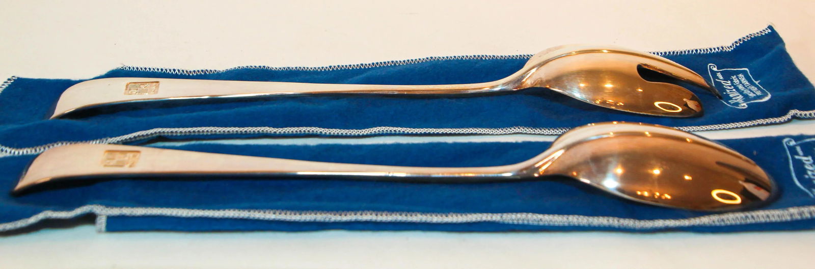 1950s Sg Hall Mark England Large Silver Plate Serving Spoon and Fork Set - 12