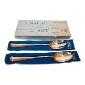 1950s Sg Hall Mark England Large Silver Plate Serving Spoon and Fork Set