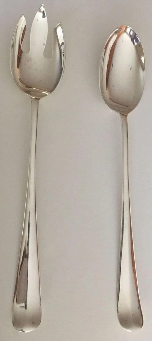 1950s Sg Hall Mark England Large Silver Plate Serving Spoon and Fork Set - 2