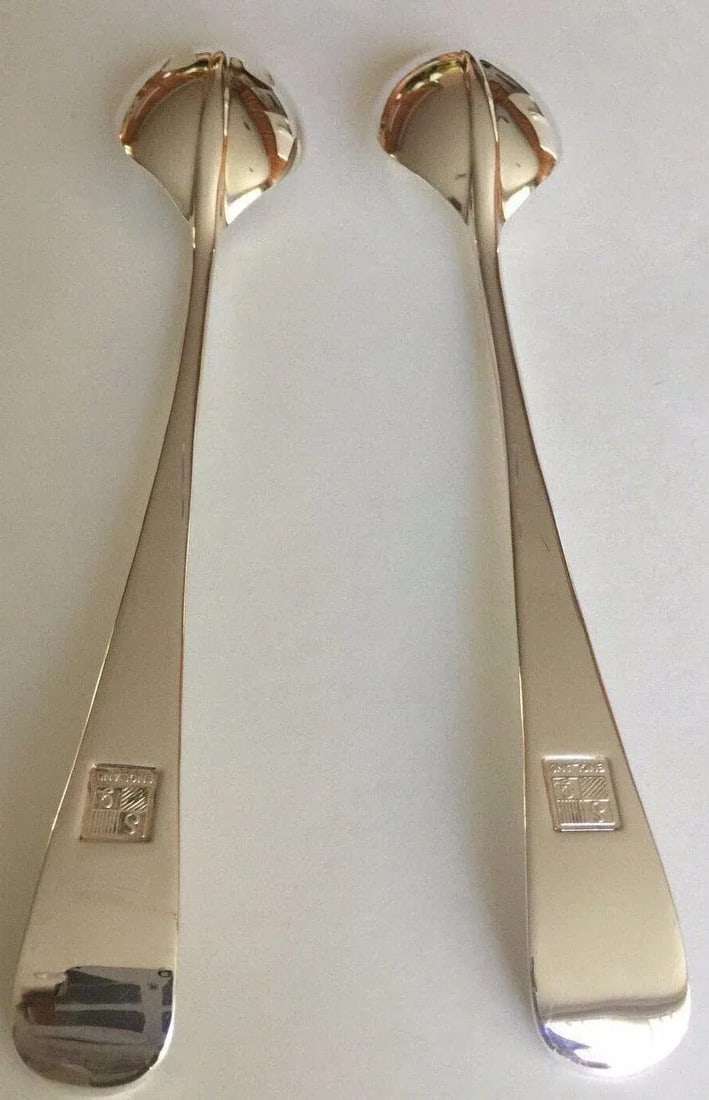 1950s Sg Hall Mark England Large Silver Plate Serving Spoon and Fork Set - 3