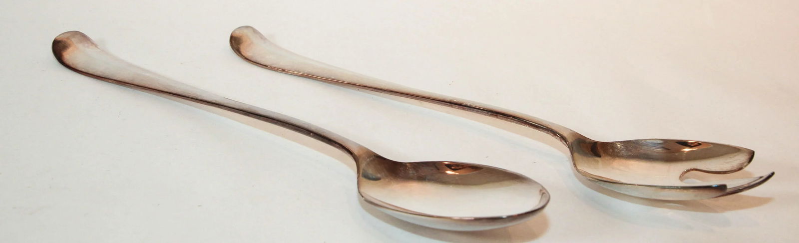 1950s Sg Hall Mark England Large Silver Plate Serving Spoon and Fork Set - 5