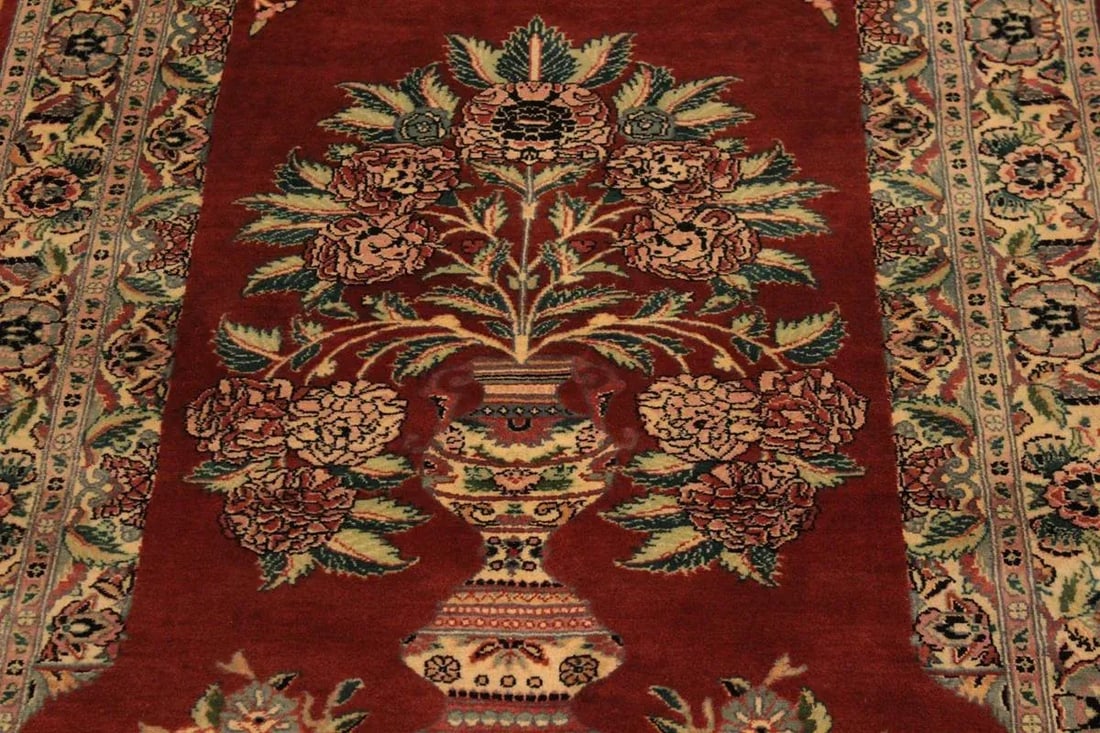 1980s Semi Antique Kashan Pak-Persian Candi Rust/Ivory Wool Rug - 3'1" X 5'1" - 6