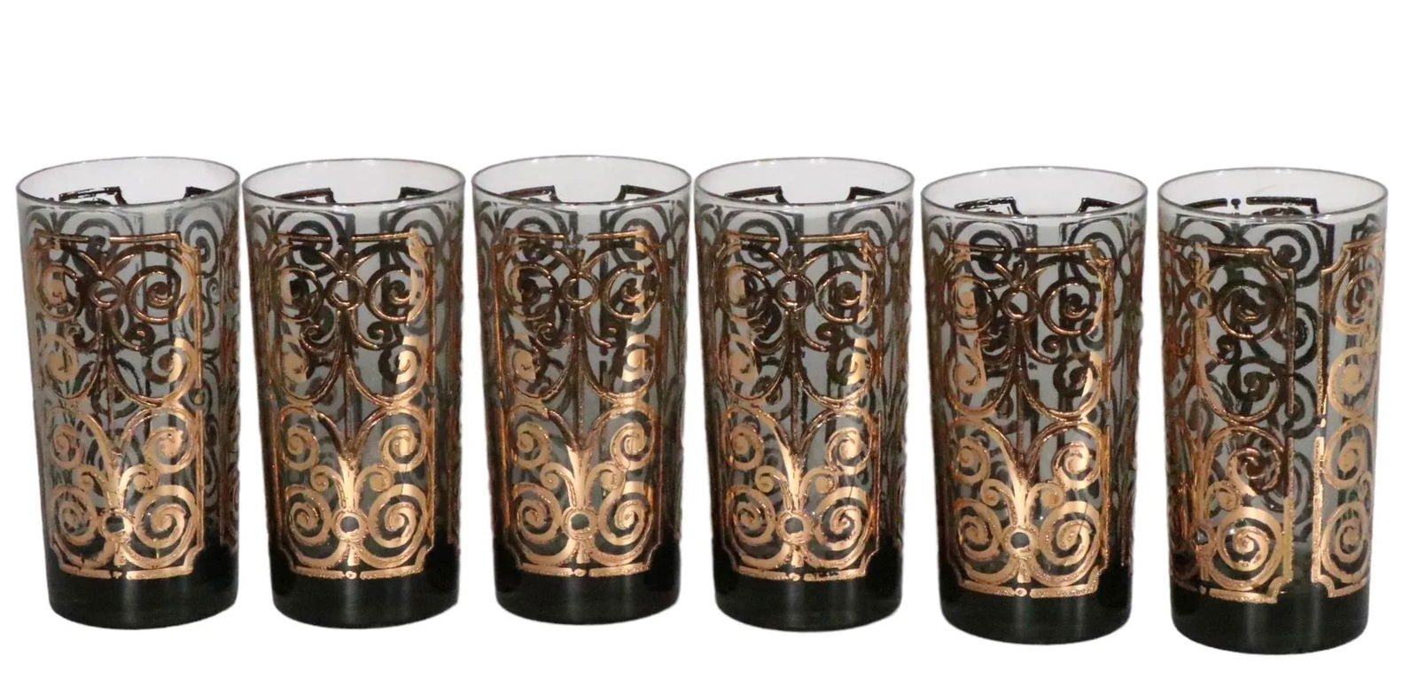 16 pc.Lot Gold Decorated Hollywood Regency Tumbler Glasses by Georges Briard C 1970's - 8