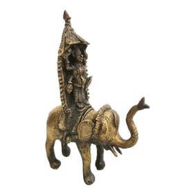 Tribal Dhokra South Indian Sculpture Vishnu on Elephant Shrine