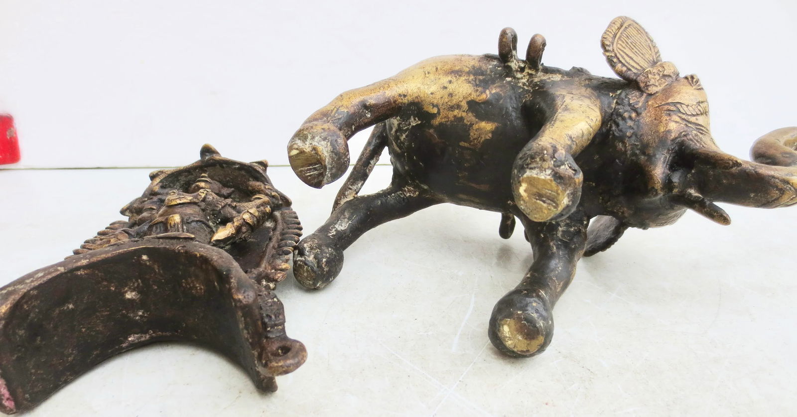 Tribal Dhokra South Indian Sculpture Vishnu on Elephant Shrine - 7