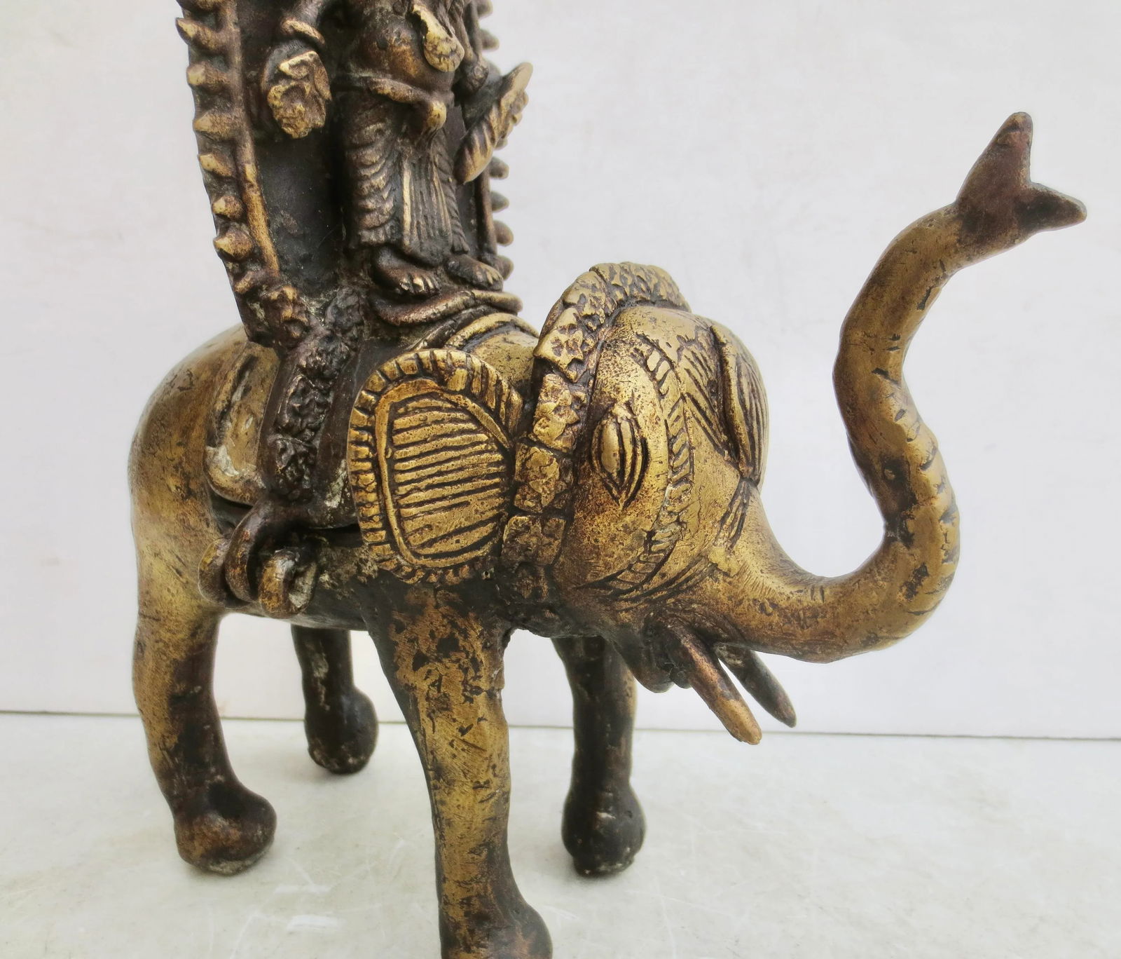 Tribal Dhokra South Indian Sculpture Vishnu on Elephant Shrine - 9