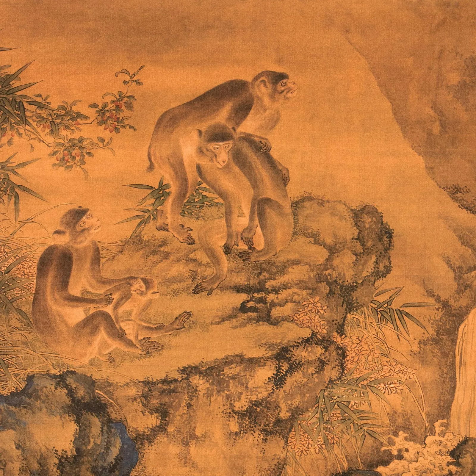 Landscape With Monkeys by Shen Quan, Post-1940s Painting on Rice Paper - 4