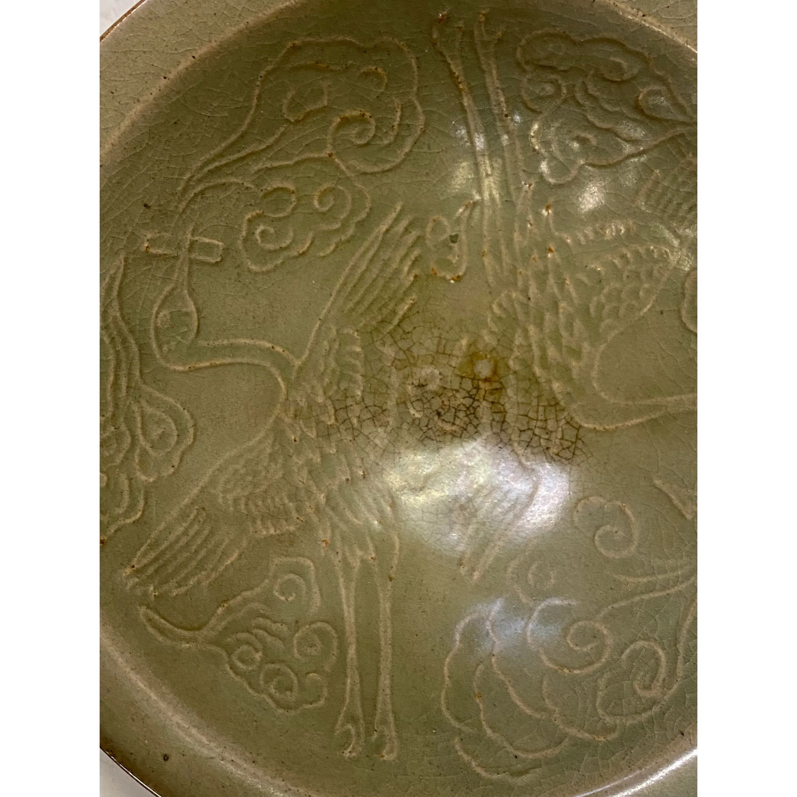 Chinese Ding Ware Celadon Glaze Pattern Ceramic Bowl Cup Display - 6