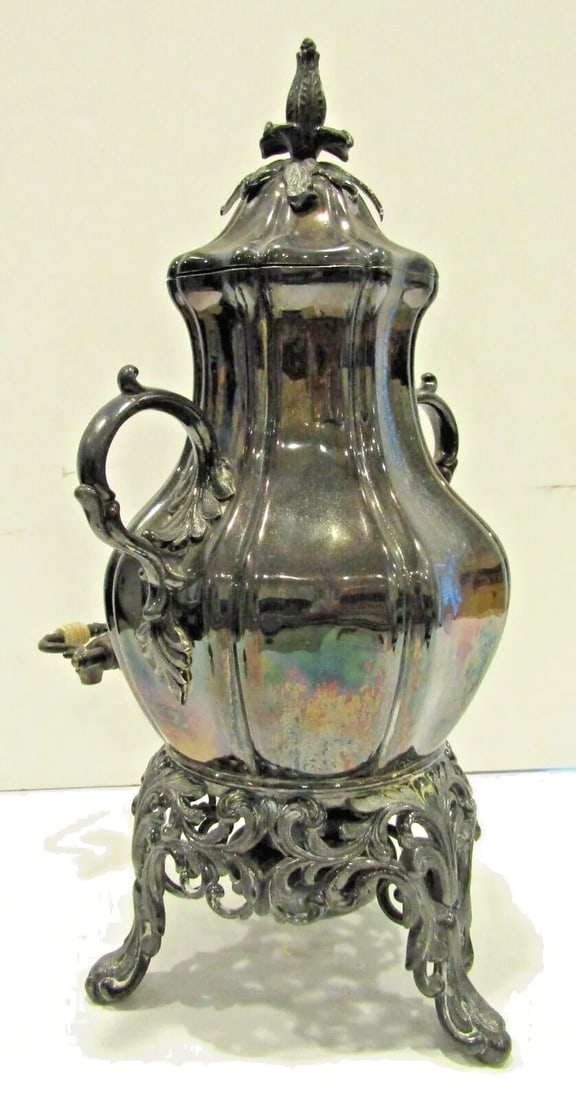 Early 20th Century Silver Plated Floral Pattern Sheffield Style Samovar - 10