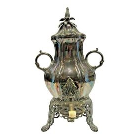Early 20th Century Silver Plated Floral Pattern Sheffield Style Samovar