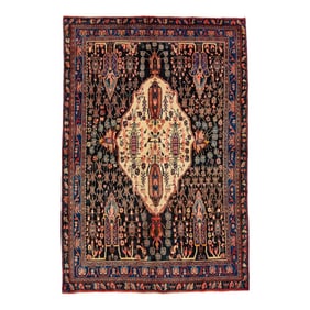 1960s Multicolored Vintage Bidjar Persian Wool Rug With Medallion Motif