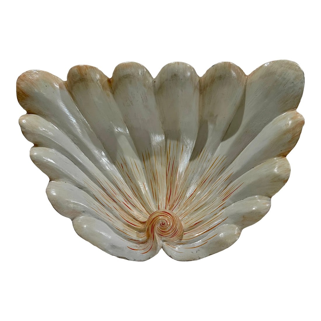 Large Hand-Painted Wooden Clamshell – Coastal Decorative Accent (1 of 8)