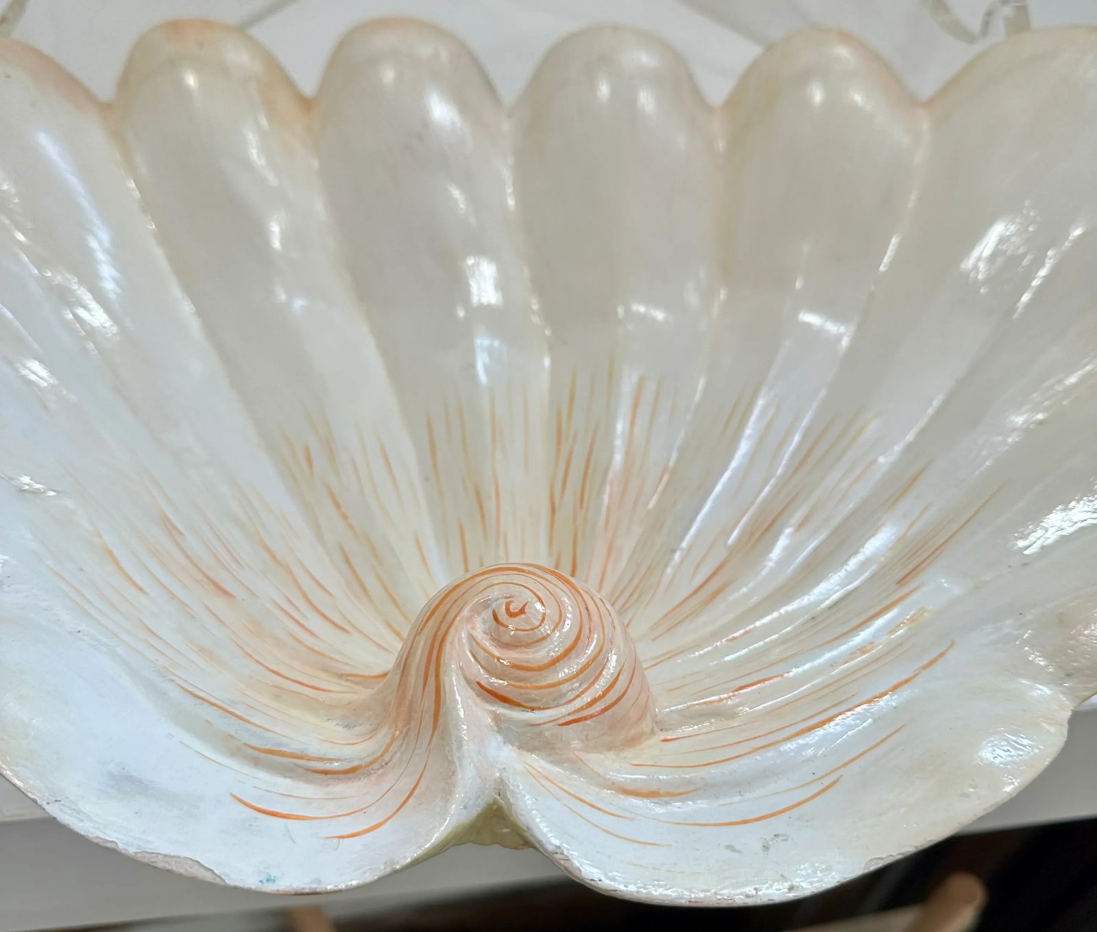 Large Hand-Painted Wooden Clamshell – Coastal Decorative Accent - 3