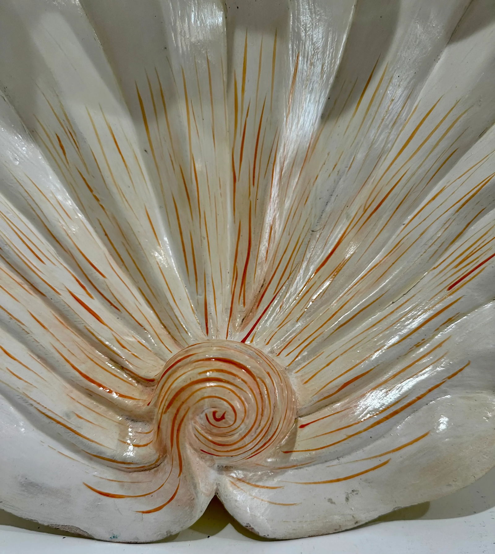 Large Hand-Painted Wooden Clamshell – Coastal Decorative Accent - 4