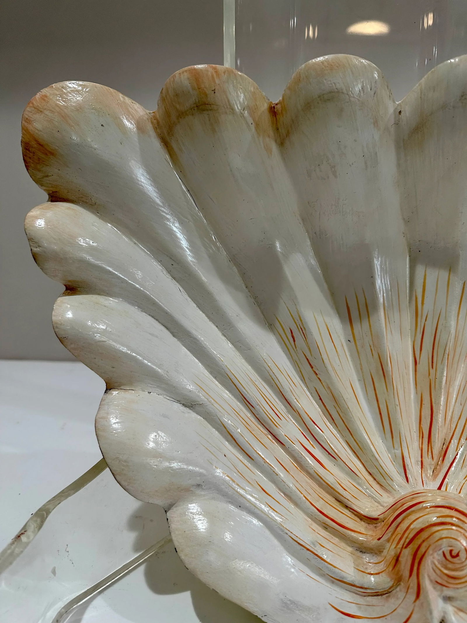 Large Hand-Painted Wooden Clamshell – Coastal Decorative Accent - 5