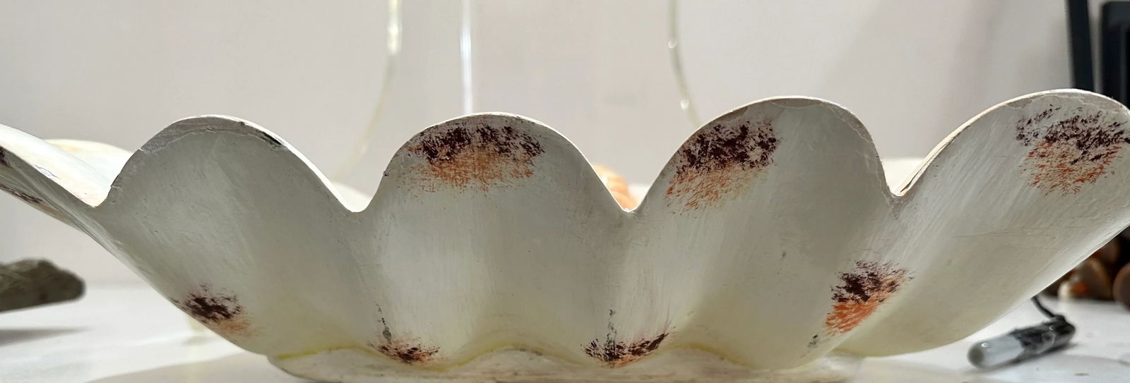 Large Hand-Painted Wooden Clamshell – Coastal Decorative Accent - 6