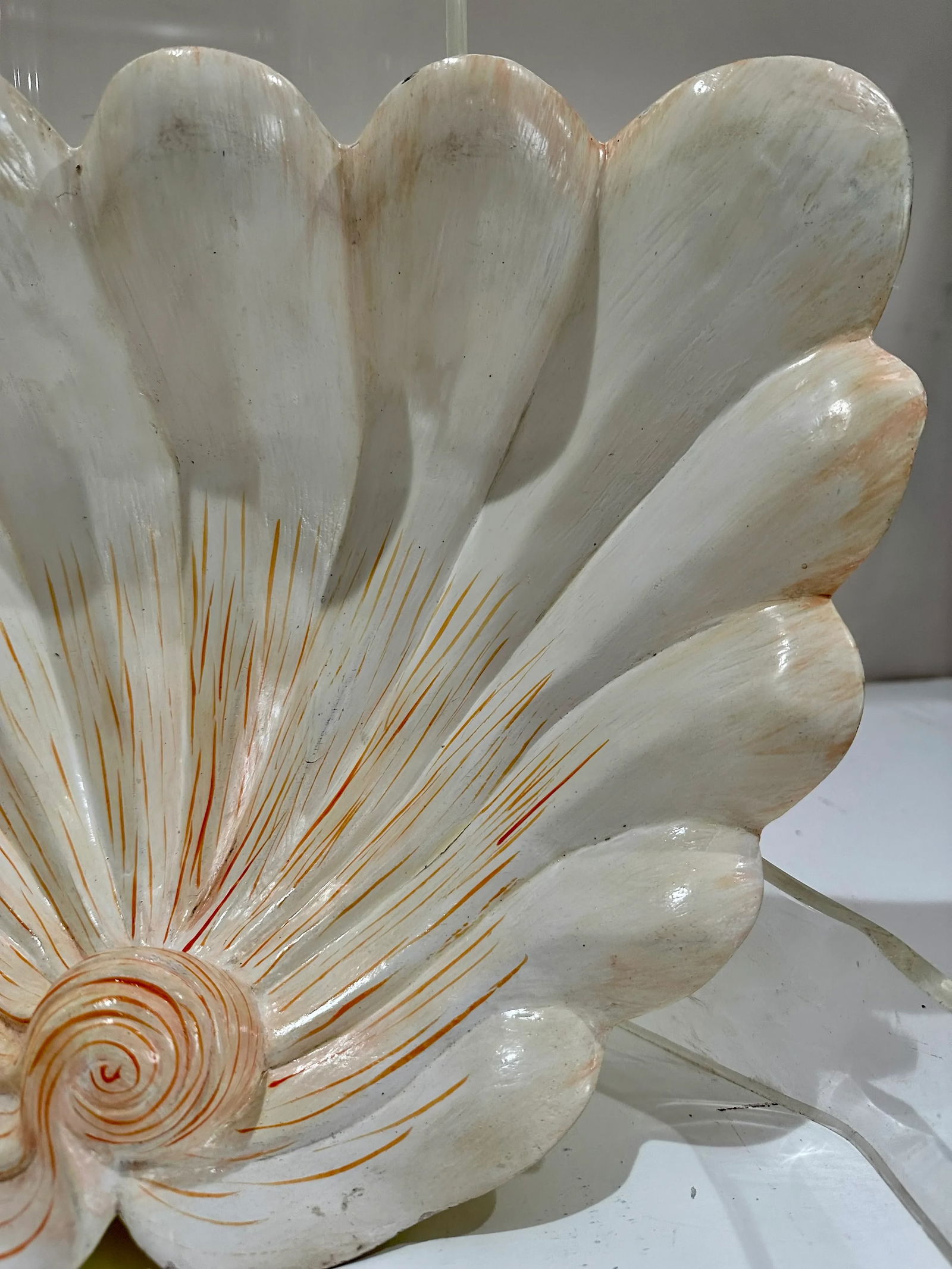 Large Hand-Painted Wooden Clamshell – Coastal Decorative Accent - 7