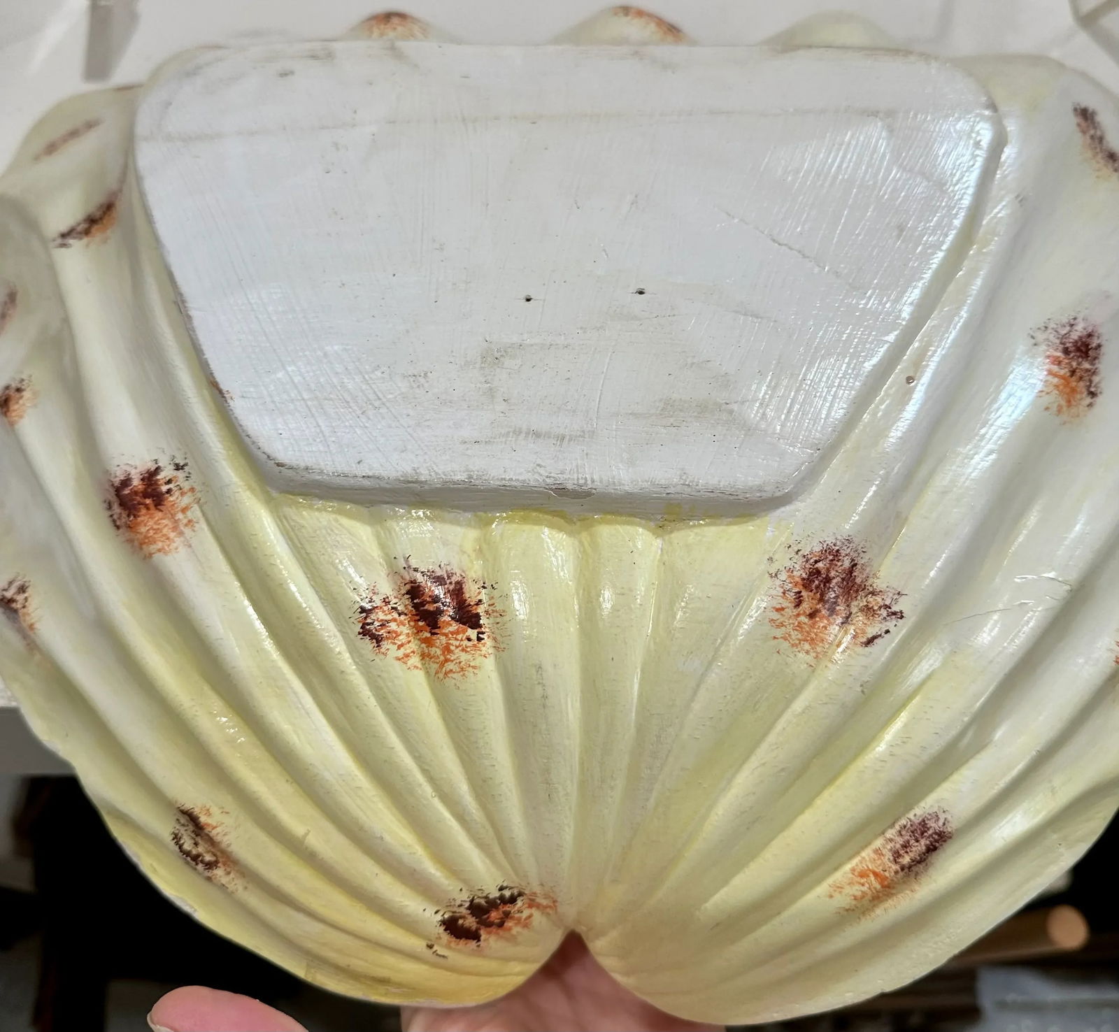 Large Hand-Painted Wooden Clamshell – Coastal Decorative Accent - 8