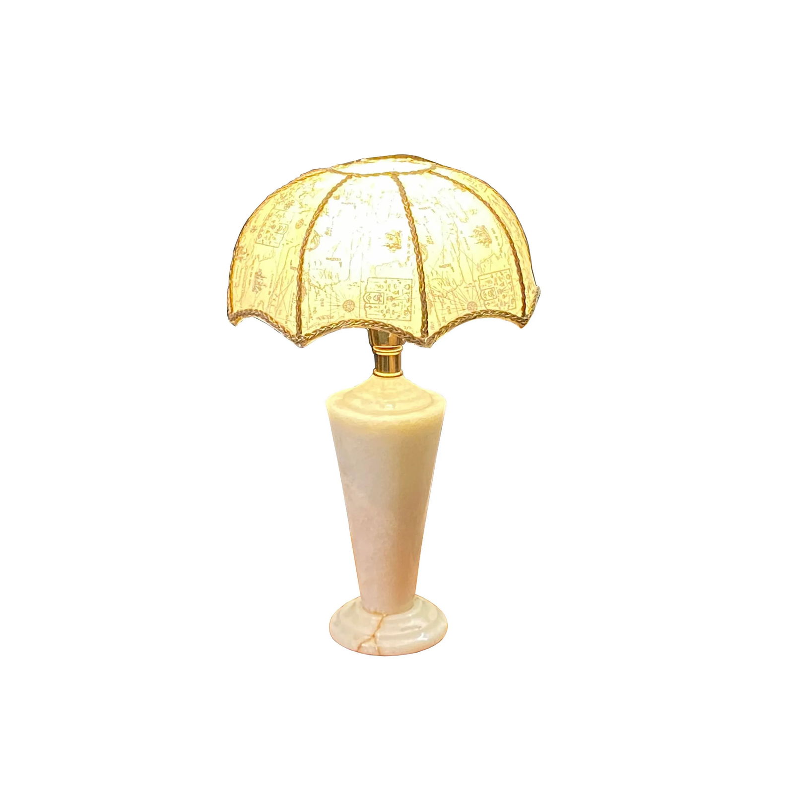 Natural White Cream Marble Stone Round Base Table Lamp - 3