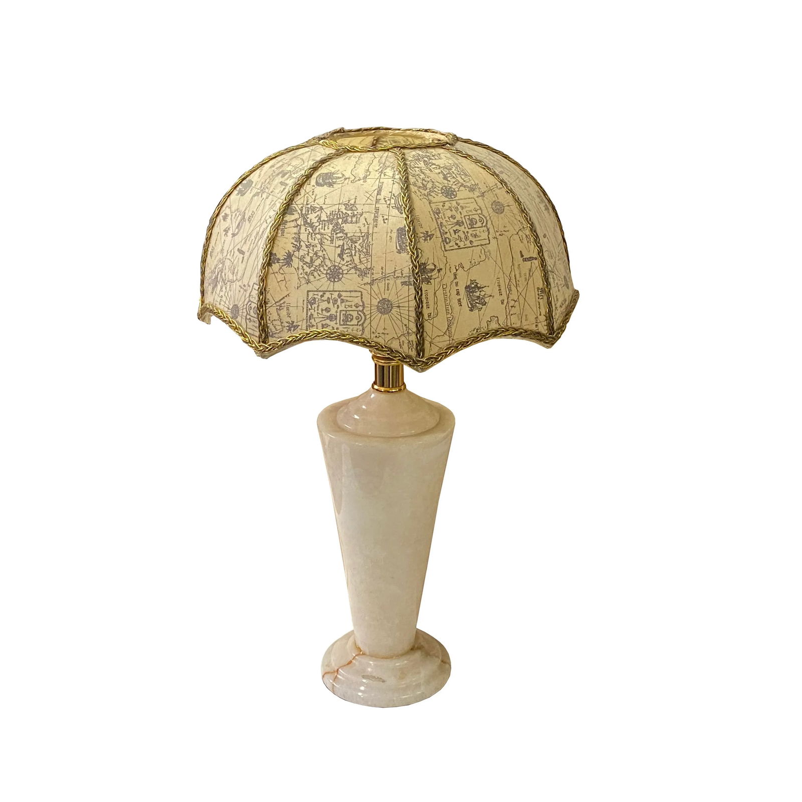 Natural White Cream Marble Stone Round Base Table Lamp - 4