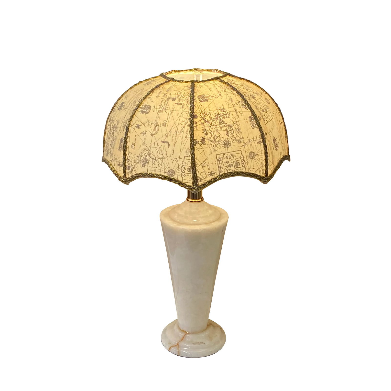 Natural White Cream Marble Stone Round Base Table Lamp - 5