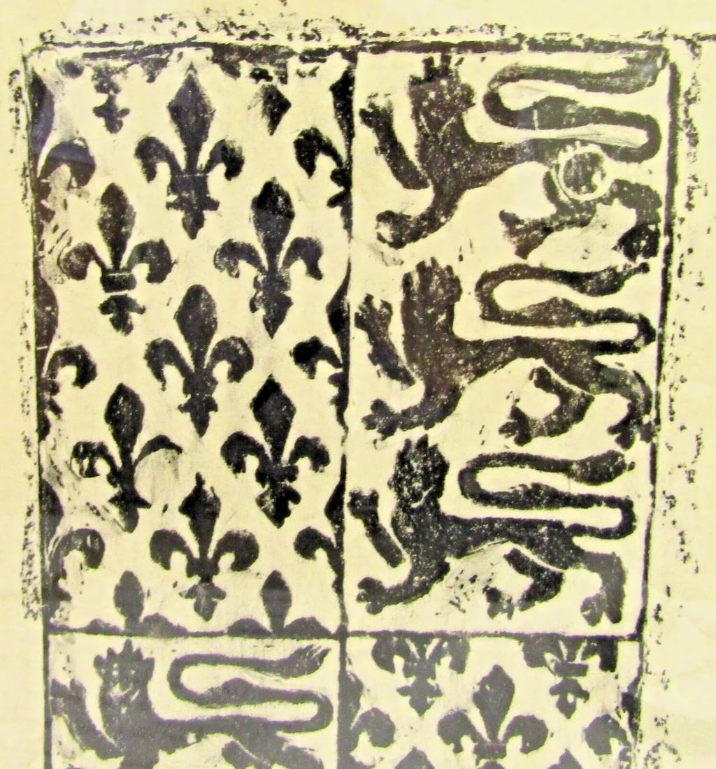 1967 St. Mary of Ashford Church Kent England Dragon Fleur De Lis Brass Rubbing - 2