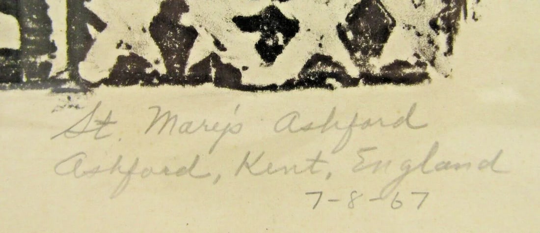 1967 St. Mary of Ashford Church Kent England Dragon Fleur De Lis Brass Rubbing - 4