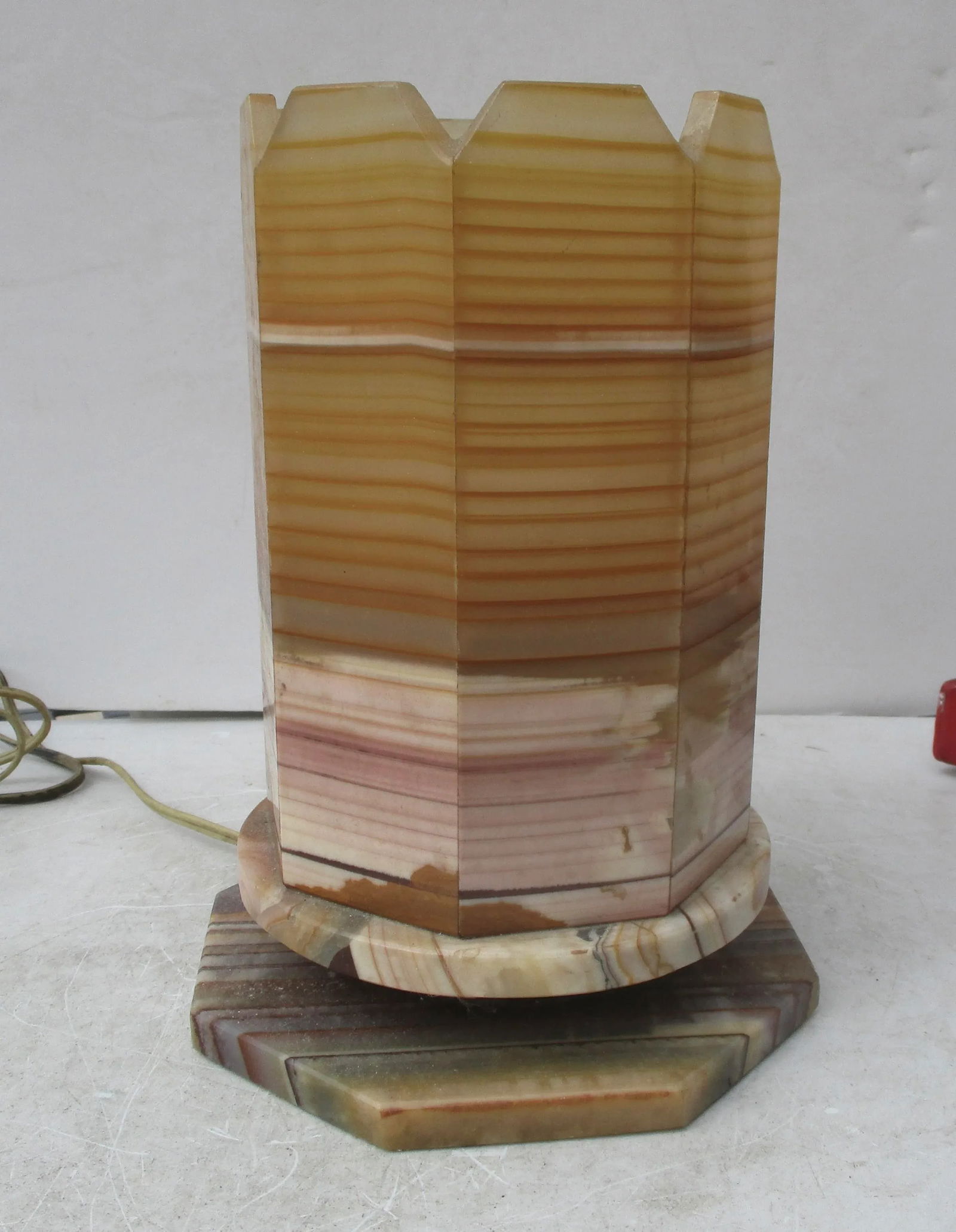 Vintage Art Deco Banded Onyx Lantern - 4