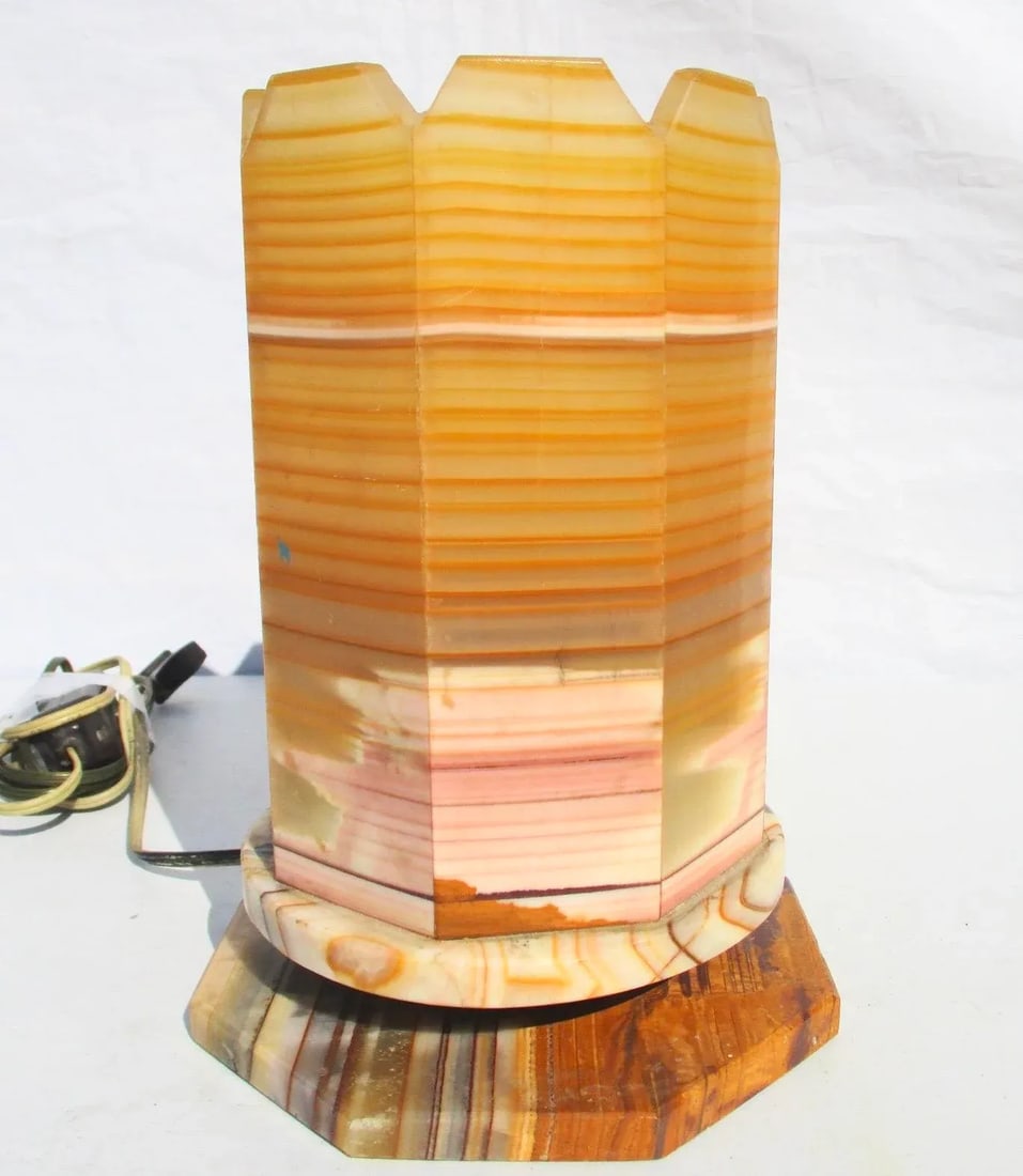 Vintage Art Deco Banded Onyx Lantern - 9