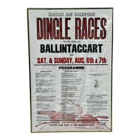 Vintage European Horse Racing Poster – Dingle Races, Framed