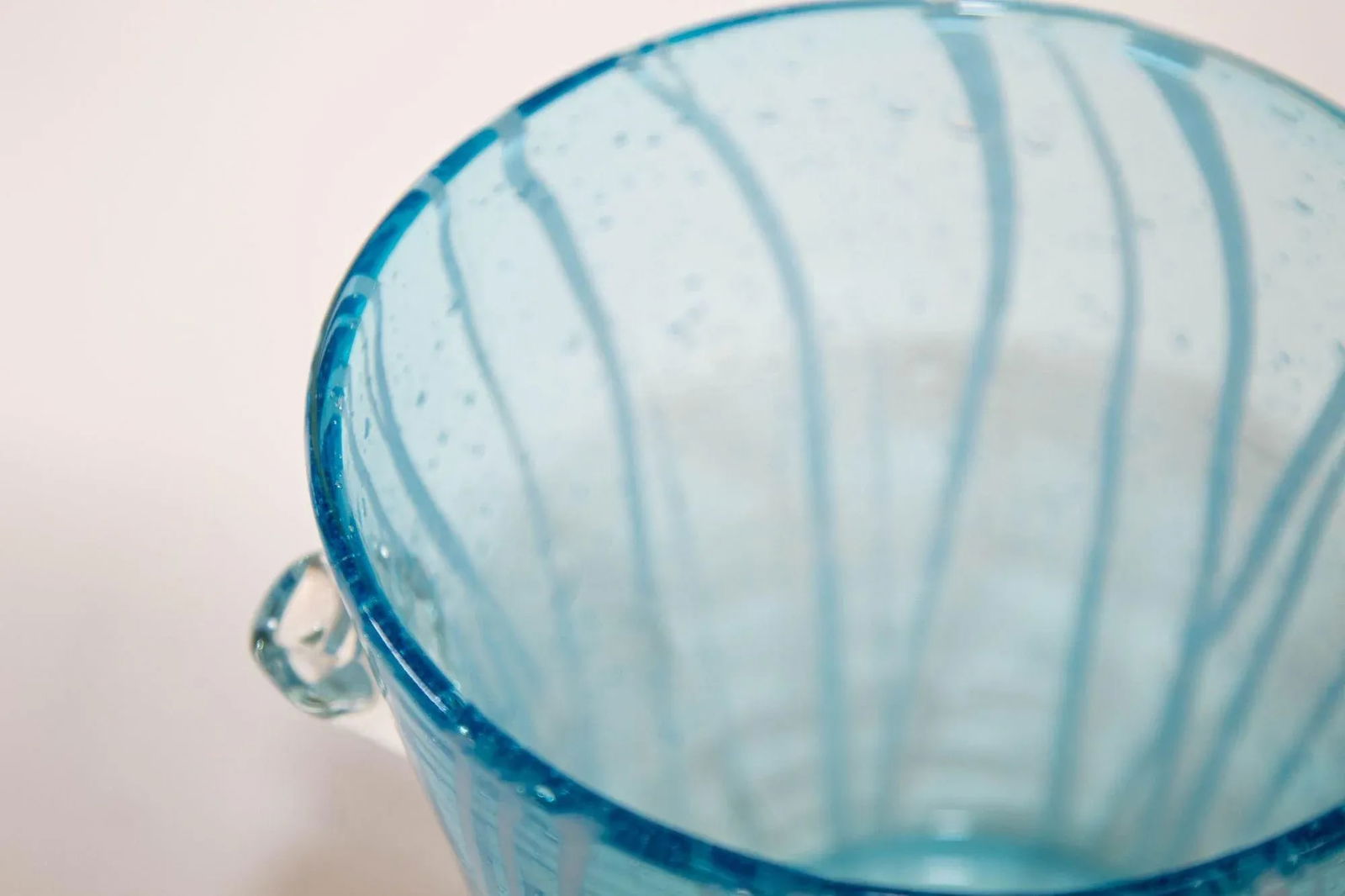 1970s Vintage Italian Murano Venini Venetian Art Glass Ice Bucket Blue and White - 6