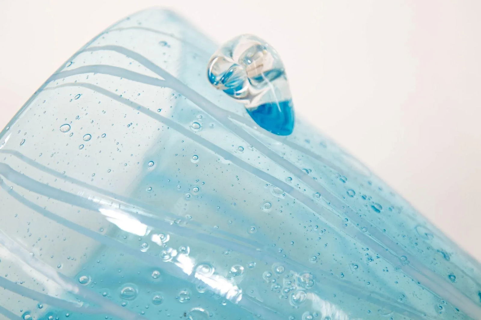 1970s Vintage Italian Murano Venini Venetian Art Glass Ice Bucket Blue and White - 9