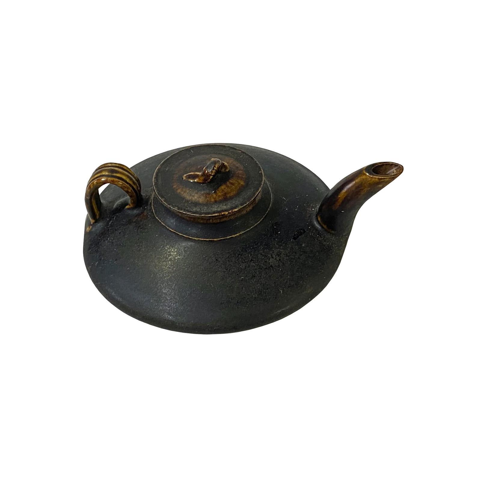 Chinese Ware Brown Black Glaze Ceramic Teapot Art Display - 5