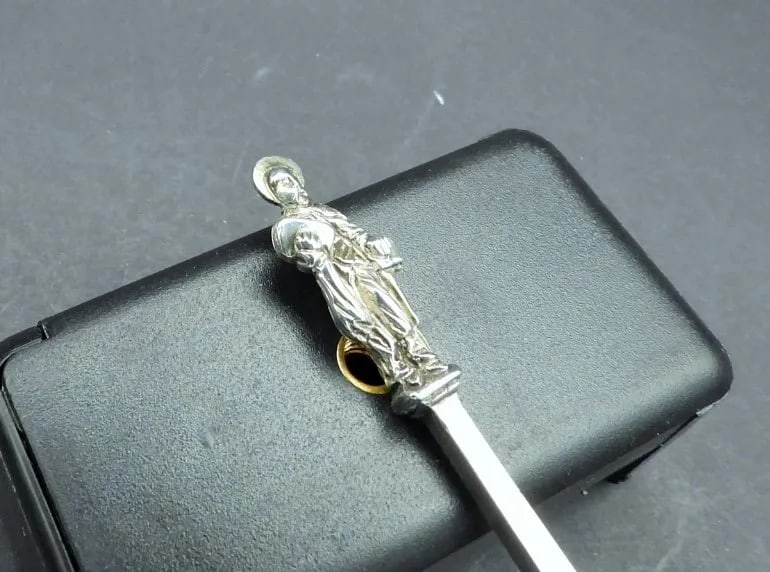 Antique Sterling Silver Apostle St John Serving Spoon J Aldwinckle & Thomas Slader, 1893 - 2