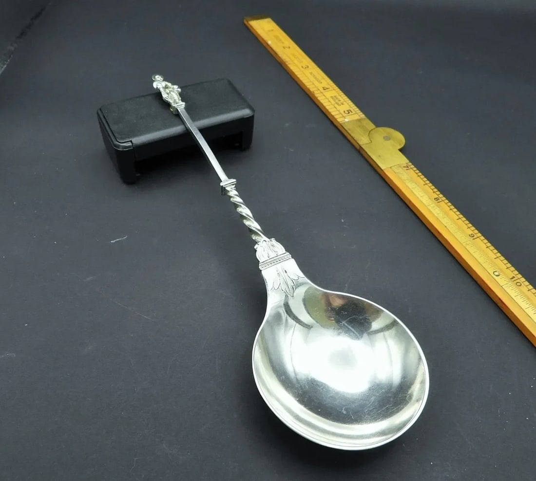 Antique Sterling Silver Apostle St John Serving Spoon J Aldwinckle & Thomas Slader, 1893 - 4