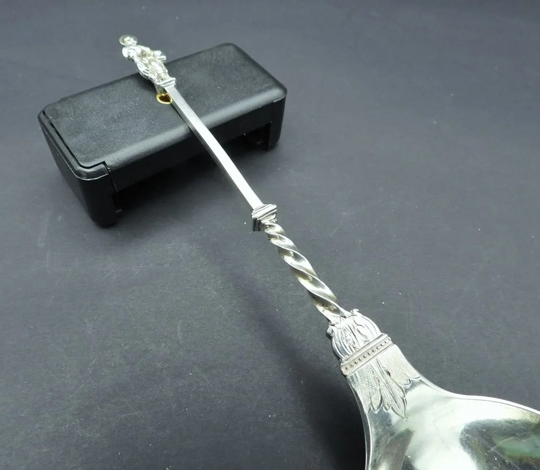 Antique Sterling Silver Apostle St John Serving Spoon J Aldwinckle & Thomas Slader, 1893 - 5