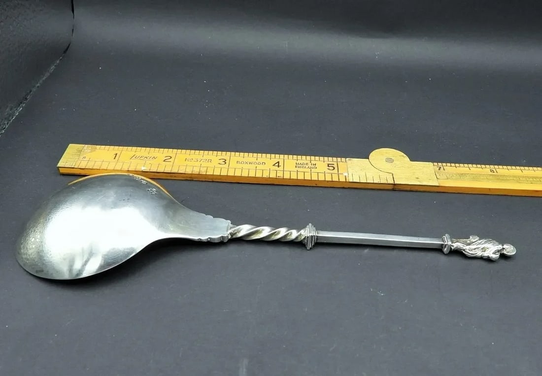 Antique Sterling Silver Apostle St John Serving Spoon J Aldwinckle & Thomas Slader, 1893 - 7