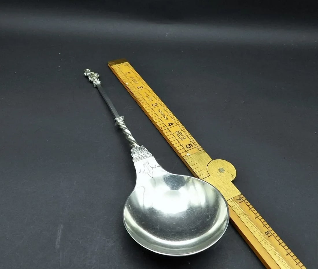 Antique Sterling Silver Apostle St John Serving Spoon J Aldwinckle & Thomas Slader, 1893 - 9
